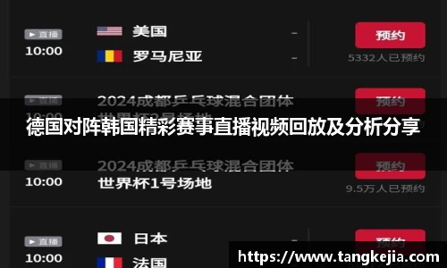 德国对阵韩国精彩赛事直播视频回放及分析分享